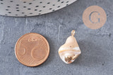 Connecteur Pendentif grosse perle nacre naturelle beige 26-30mm, x1 (G4628)