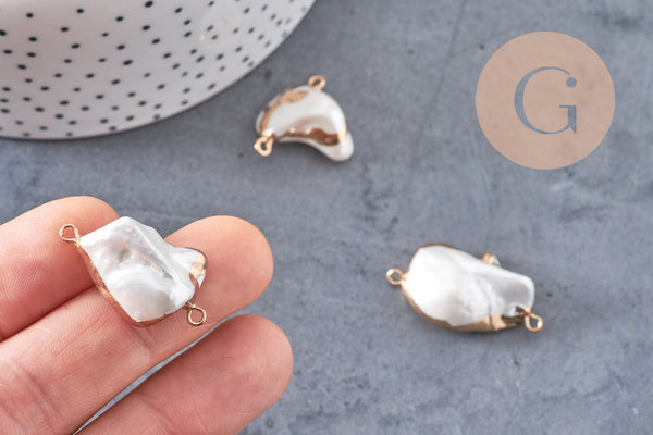 Connecteur Pendentif grosse perle naturelle Keshi,perle de culture, perle naturelle blanche,26mm, x1 (G5144)