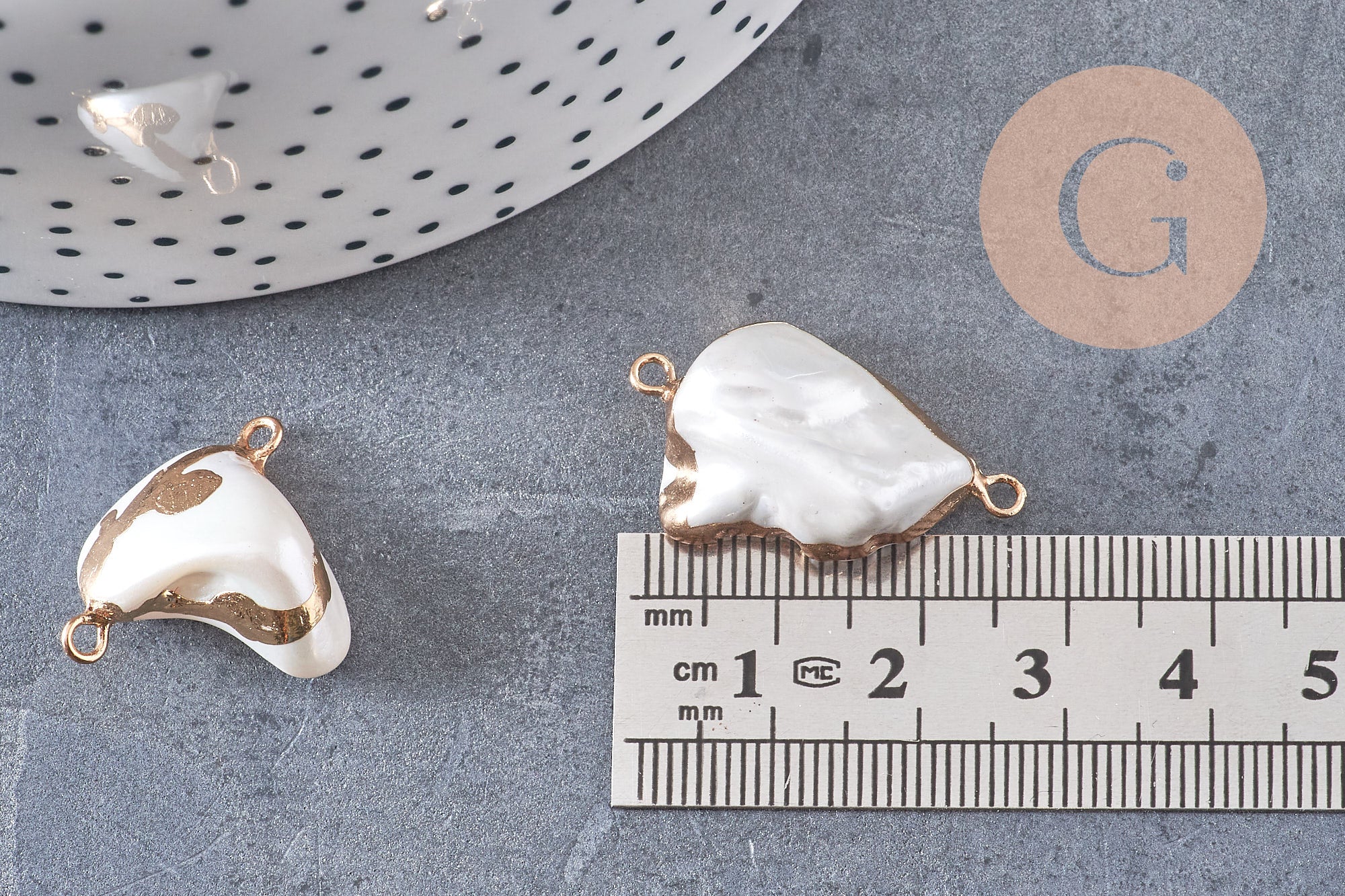 Connecteur Pendentif grosse perle naturelle Keshi,perle de culture, perle naturelle blanche,26mm, x1 (G5144)