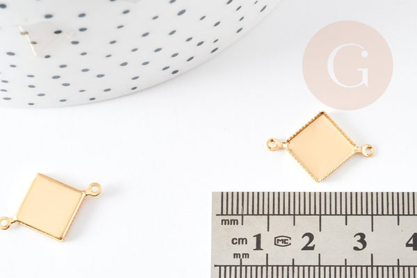 Connecteur Support cabochon carré laiton brut 14mm, x10 (G4039)