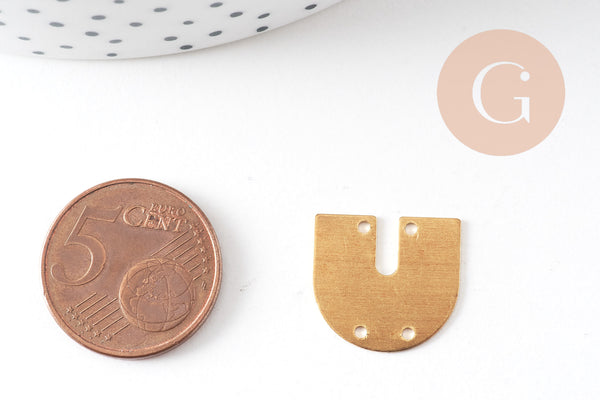 Connecteur U laiton brut, connecteurs, laiton brut, pendentif géométriques création bijoux 17x15.5mm, x5 (G3127)