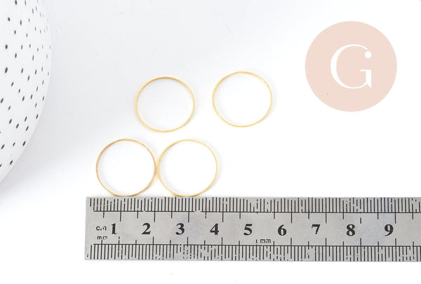 Connecteur anneau laiton doré 18x1mm, pendentif rond pour création bijoux, x10 (G8992)