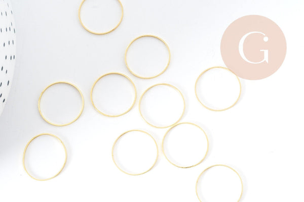 Connecteur anneau laiton doré sans nickel 16mm, x10, (G8984)