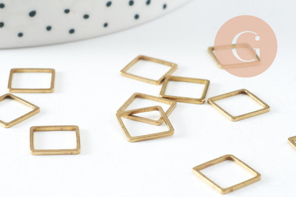 Connecteur carré laiton brut 10mm, x50 (G0866)