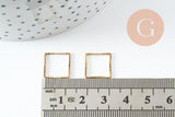 Connecteur carre laiton brut strié 12mm, pendentif géométrique création bijoux, x50 (G1468)