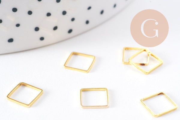 Connecteur carré laiton doré 8mm, x10 (G10233)