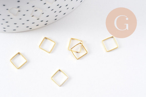 Connecteur carré laiton doré 8mm, x10 (G10233)