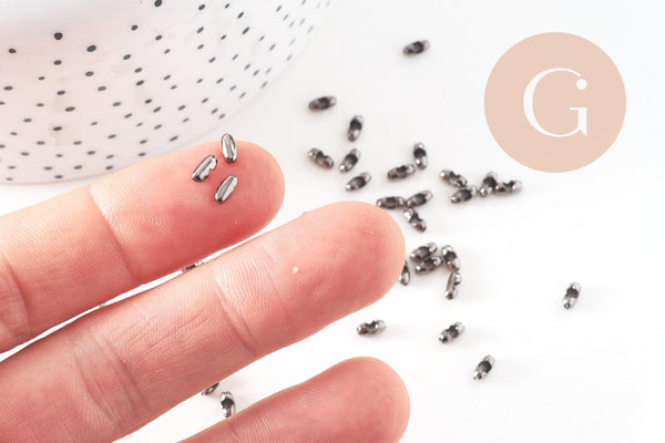 Connecteur chaîne à billes laiton gunmetal 6x5mm, x50 (G10898)