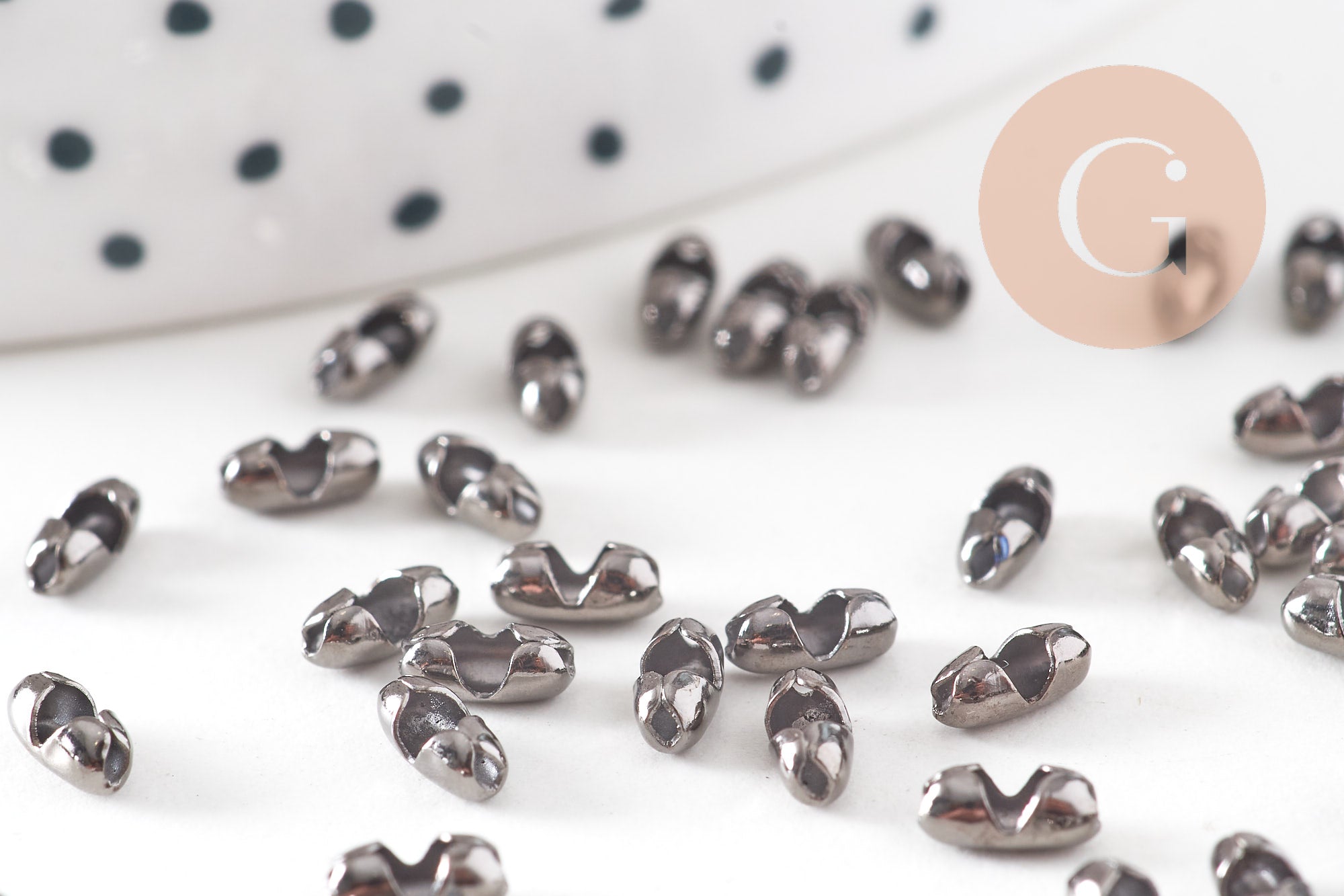 Connecteur chaîne à billes laiton gunmetal 6x5mm, x50 (G10898)