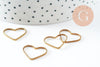 Connecteur coeur laiton brut 16mm, pendentif géométrique création bijoux, x10 (G2757)