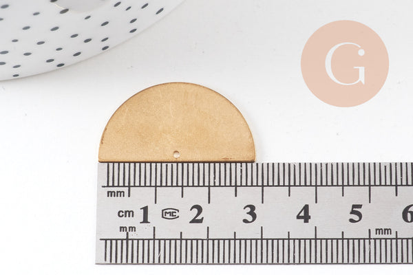 Connecteur demi-cercle laiton brut 1 trou, connecteurs, pendentif géométriques 30x15.5mm, x5 G3126