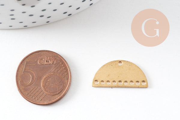 Connecteur demi-cercle laiton brut 21x10mm, pendentif laiton brut géométriques création bijoux, x5 G3237