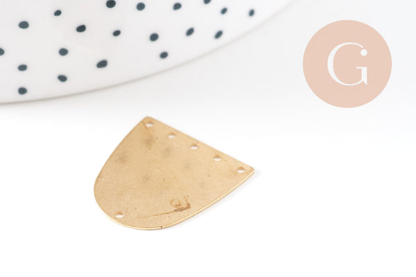 Connecteur demi-cercle laiton brut 6 trous 20mm, pendentif géométriques création bijoux, x5 G3196