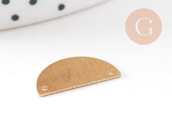 Connecteur demi-cercle laiton brut, connecteurs pendentif géométriques 15mm, x5 (G2562)