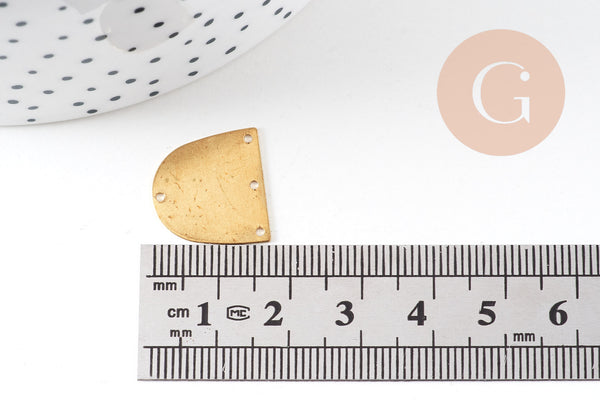 Connecteur demi-cercle laiton brut, connecteurs, pendentif géométriques création bijoux,19mm, x5 G2565