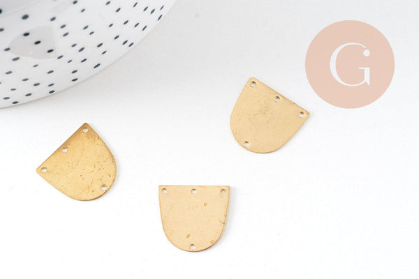 Connecteur demi-cercle laiton brut, connecteurs, pendentif géométriques création bijoux,19mm, x5 G2565