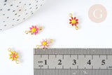 Connecteur fleur émaillée multicolore laiton doré 13mm, création de bijoux fantaisie marguerite,x1 G7384