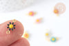 Connecteur fleur émaillée multicolore laiton doré 13mm, création de bijoux fantaisie marguerite,x1 G7384