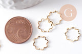 Connecteur fleur laiton doré strié 24K 11.5mm, x10 (G10373)