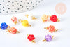 Connecteur fleur résine multicolore laiton doré 9mm, création de bijoux fantaisie, fleur résine époxy, X10 (G6941)