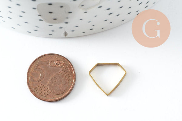 Connecteur hexagone laiton brut 15mm, pendentif géométrique création bijoux, x10 (G2761)