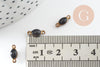 Connecteur ovale laiton brut émail noir, laiton doré, pendentif ovale, 10.5mm, x10 G3351