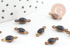 Connecteur ovale laiton brut émail noir, laiton doré, pendentif ovale, 10.5mm, x10 G3351