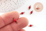 Connecteur ovale laiton brut émail rouge 10.5mm, x10 G3353