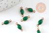 Connecteur ovale laiton brut émail vert, laiton doré, pendentif ovale, 10.5mm, x10 G3352