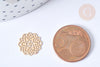 Connecteur rosace fleur laiton doré gravé 13,5mm, connecteur pour création pendentif romantique,x2 (G7788)
