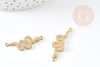 Connecteur serpent laiton doré 18k cristal,sans nickel,pendentif animal, Pendentif zircon,34mm, x1 G2418