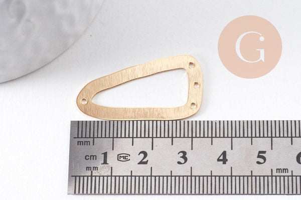Connecteur triangle brossé laiton doré 18K 33mm, x2 (G10384)