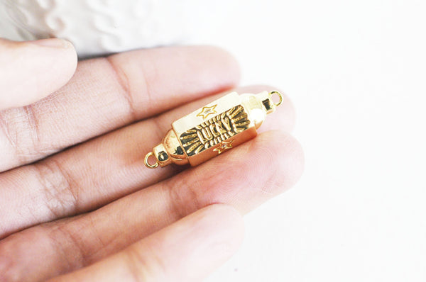 Connecteur tube talisman laiton doré 18K émaillé 37.5mm, x1 (G3540)