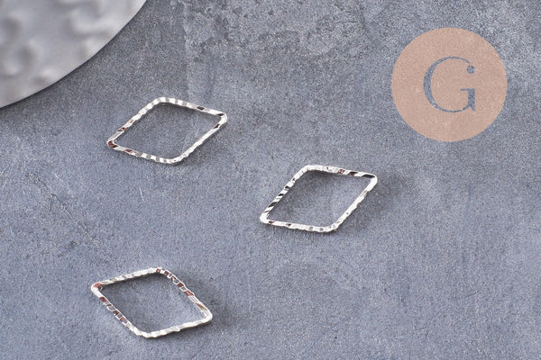 Connecteurs losange laiton doré blanc, pendentif géométriques,laiton doré,16mm, x5 (G2745)