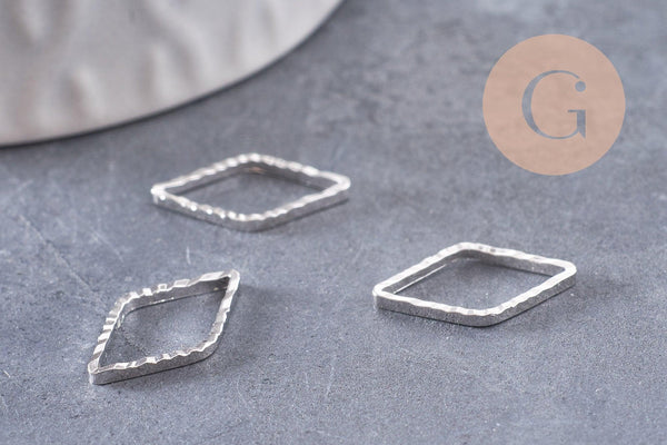 Connecteurs losange laiton doré blanc, pendentif géométriques,laiton doré,16mm, x5 (G2745)