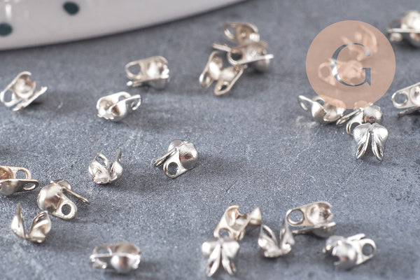 Connecteurs platine avec trou 3mm, apprêt chaine boule 1.5mm, x 1 gr (G3999)