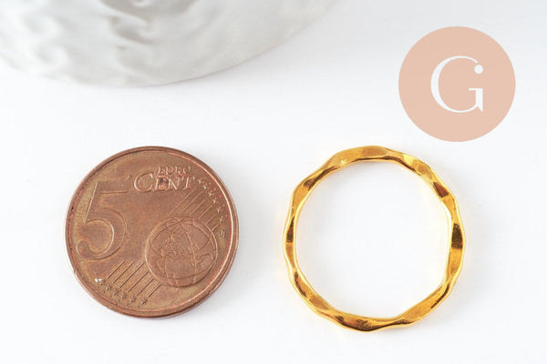 Connecteurs rond torsadé zamac doré 22mm, x10 (G3980)