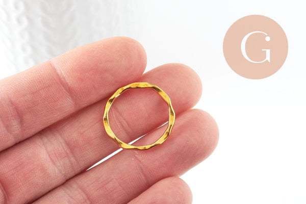 Connecteurs rond torsadé zamac doré 22mm, x10 (G3980)