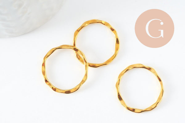 Connecteurs rond torsadé zamac doré 22mm, x10 (G3980)