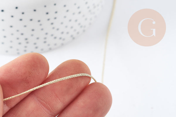 Cordon Métallique doré clair polyester 1mm, x1 mètre (G9094)