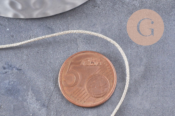 Cordon Métallique doré très clair polyester 1mm, fil pour bijoux noeud coulissant x1 mètre (G10002)