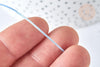 Cordon Métallique tressé bleu clair polyester 1mm, cordon pour bijoux, x 1Mètre G7472
