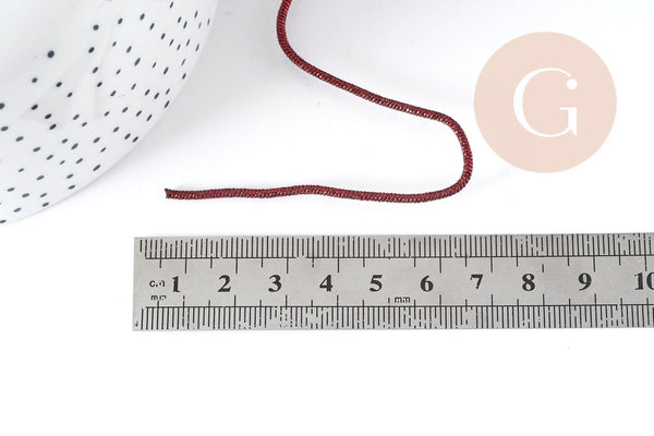 Cordon Polyester métal rigide rouge métalisé 2mm,création pour scrapbooking, x 1M G8998