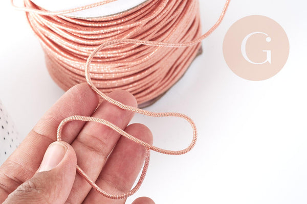 Cordon Polyester métal rigide vieux rose 2mm,création pour scrapbooking, x 1M G9003