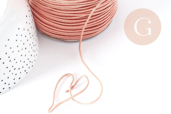 Cordon Polyester métal rigide vieux rose 2mm,création pour scrapbooking, x 1M G9003