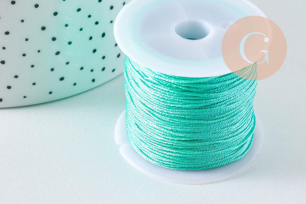 Cordon Vert Métallisé 4 nuances polyester 0.8mm, cordon métallisé pour bijoux, x1 mètre (G10504)