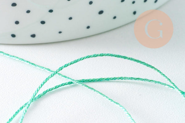 Cordon Vert Métallisé 4 nuances polyester 0.8mm, cordon métallisé pour bijoux, x1 mètre (G10504)