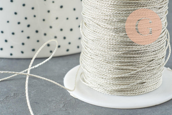 Cordon argenté, fabrication bijoux bijoux,ruban mariage,scrapbooking, largeur 1.2mm, x1 ou x5 ou x10 Mètres G3348