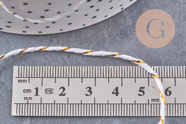 Cordon blanc or,ruban mariage, scrapbooking,1-1.55mm, 5m/10m/Bobine, (G3406)