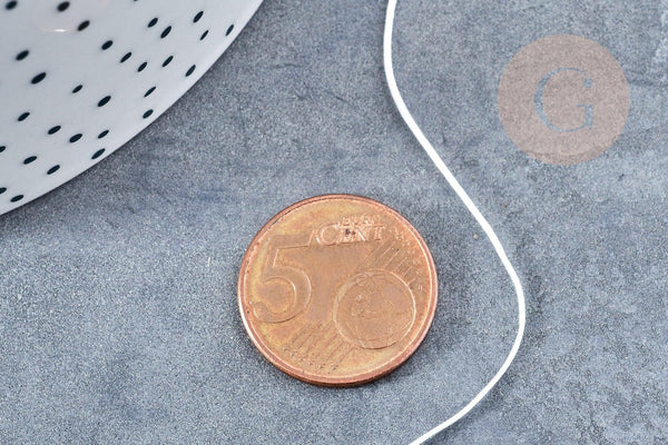 Cordon blanc tressé polyester 0.6mm, cordon fil de jade pour bijoux, x1 mètre G8450